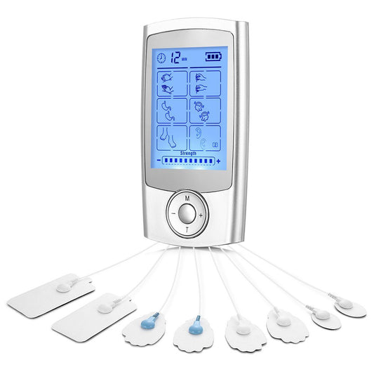 Dispositivo de fisioterapia de pulso multifuncional para aliviar dolores musculares.
