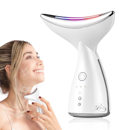 Masajeador de Belleza Facial con Microcorriente EMS para Cuello y Rostro con Terapia de Fotones LED de 3 Colores. ¡Efecto Lifting!