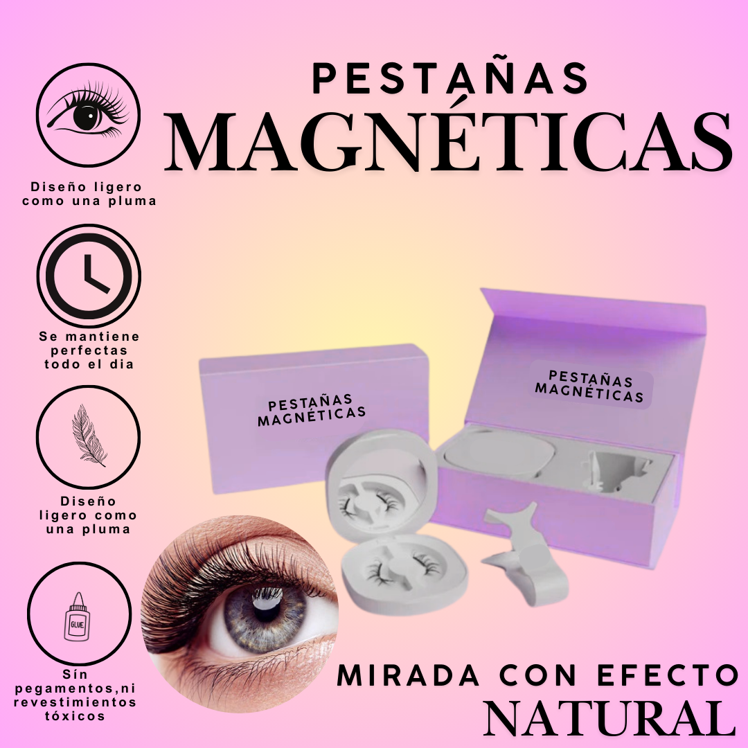 Pestañas Magnéticas  Reutilizables Con Aplicador. No requiere pegamento.Aspecto Natural.